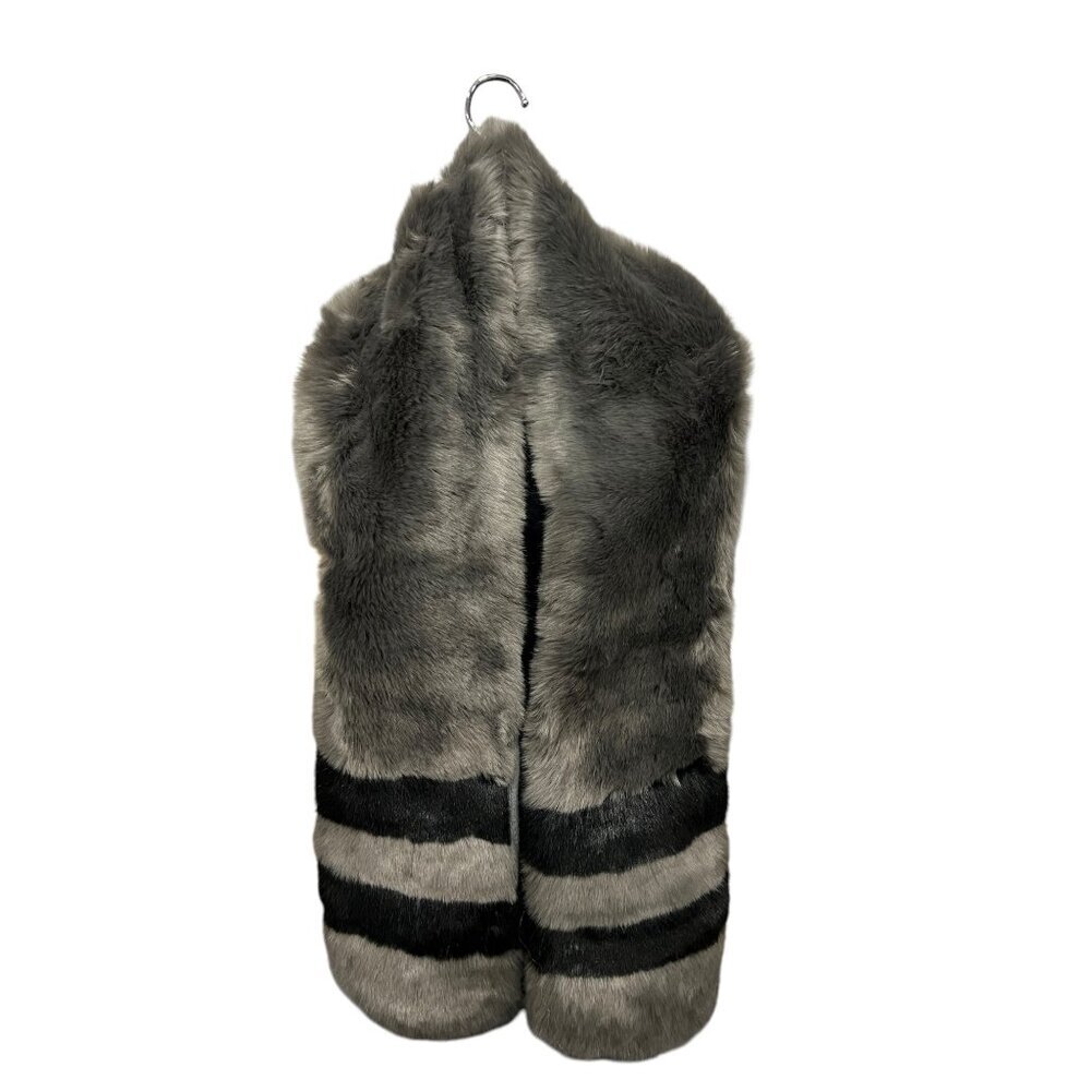 Free Press Accessories Faux Fur‎ Scarf Gray Black Striped NWT